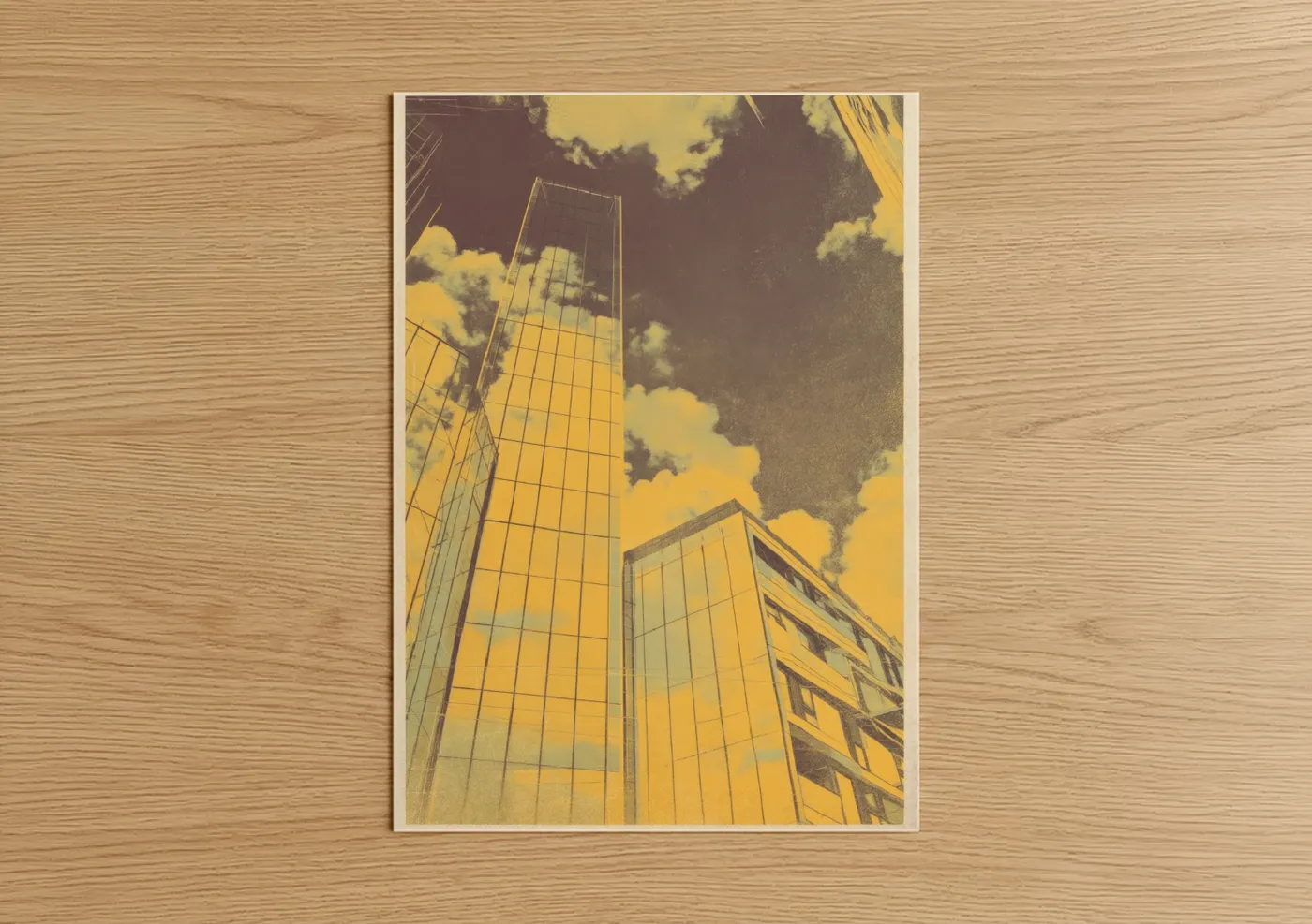 Golden Skyscrapers Abstract Architecture Wall Art