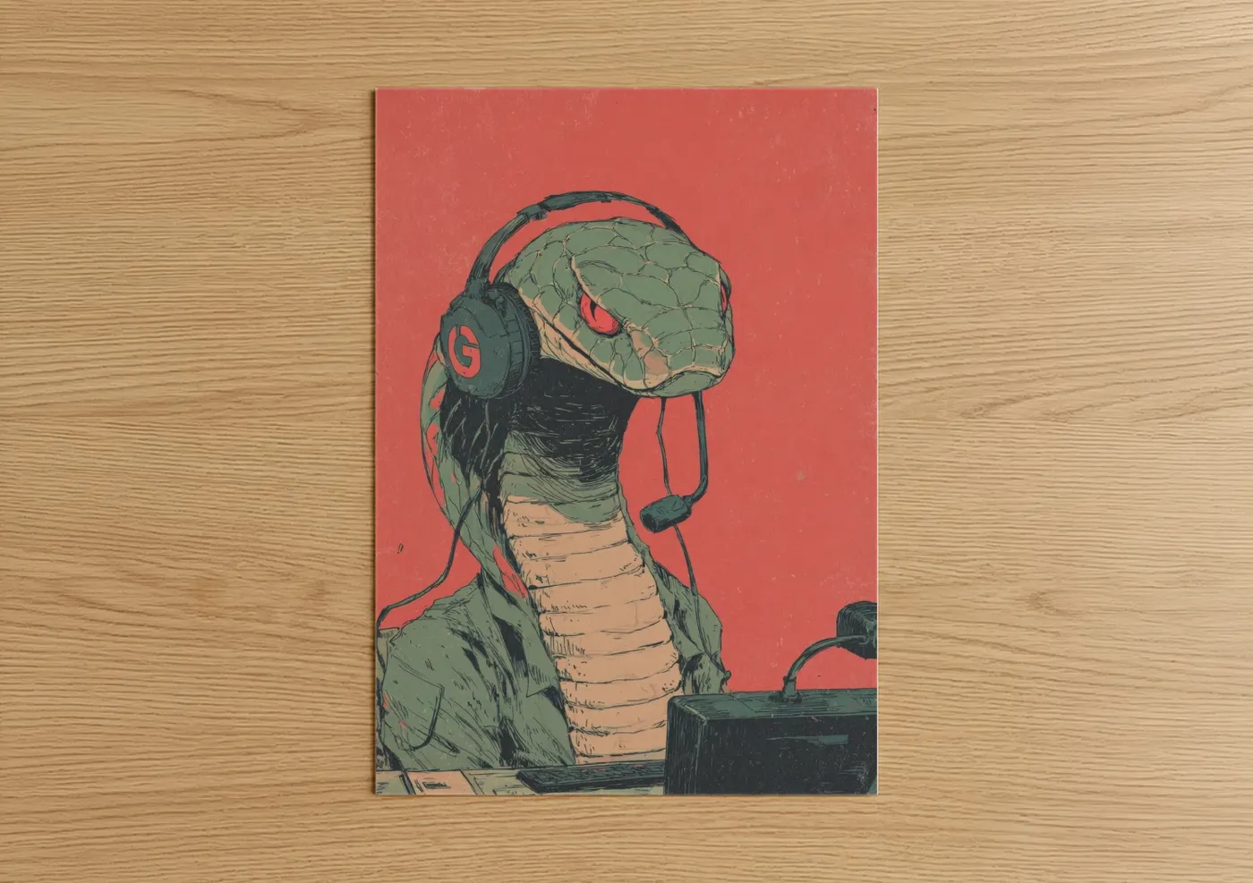 Headphone Cobra Modern Pop Wall Art
