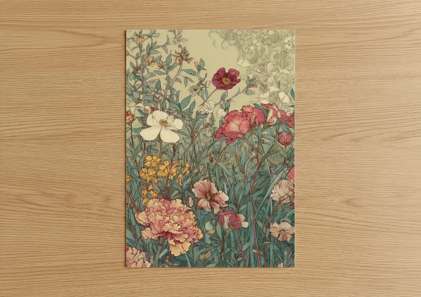 Vintage Flower Field Botanical Illustration Wall Art