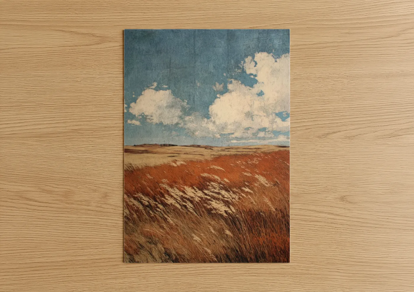 Golden Autumn Field With Clouds Wall Art