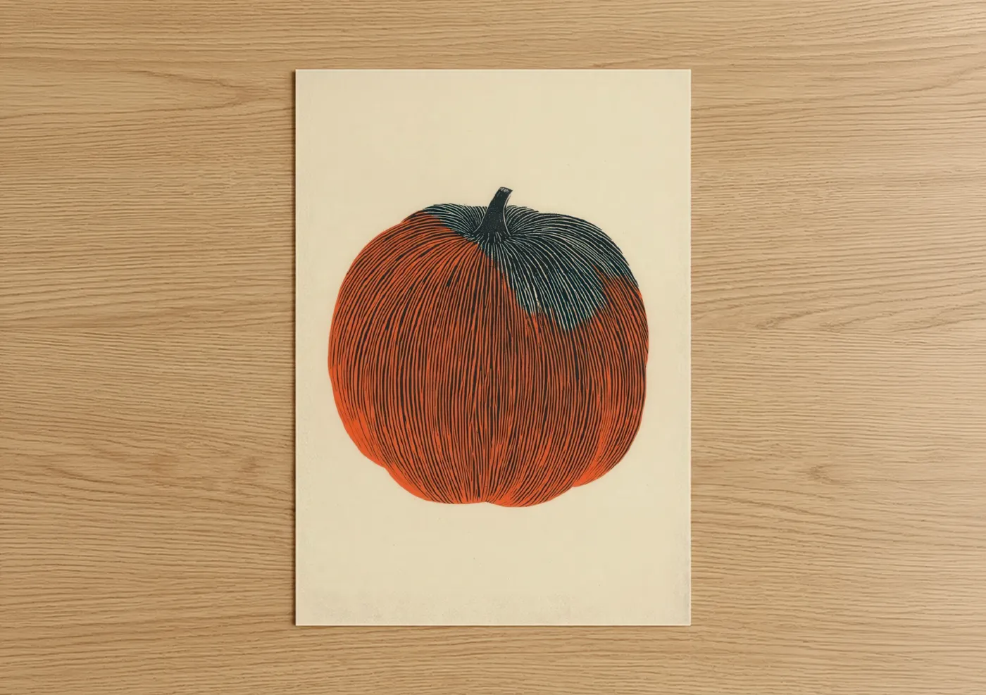 Vintage Pumpkin Line Art Illustration Wall Art