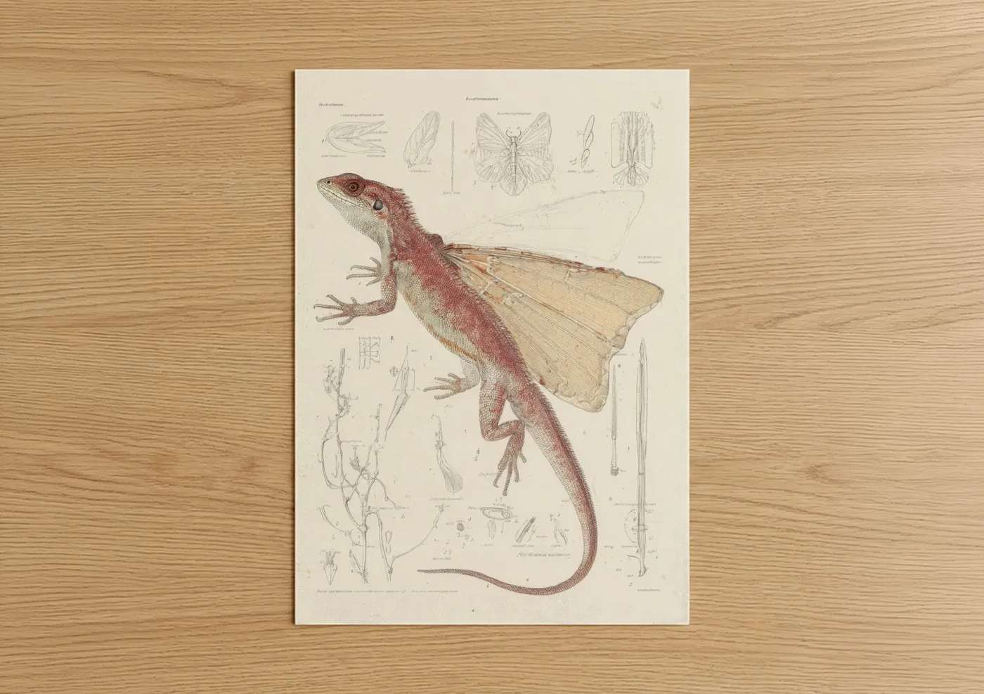 Draco Lizard Scientific Illustration Wall Art