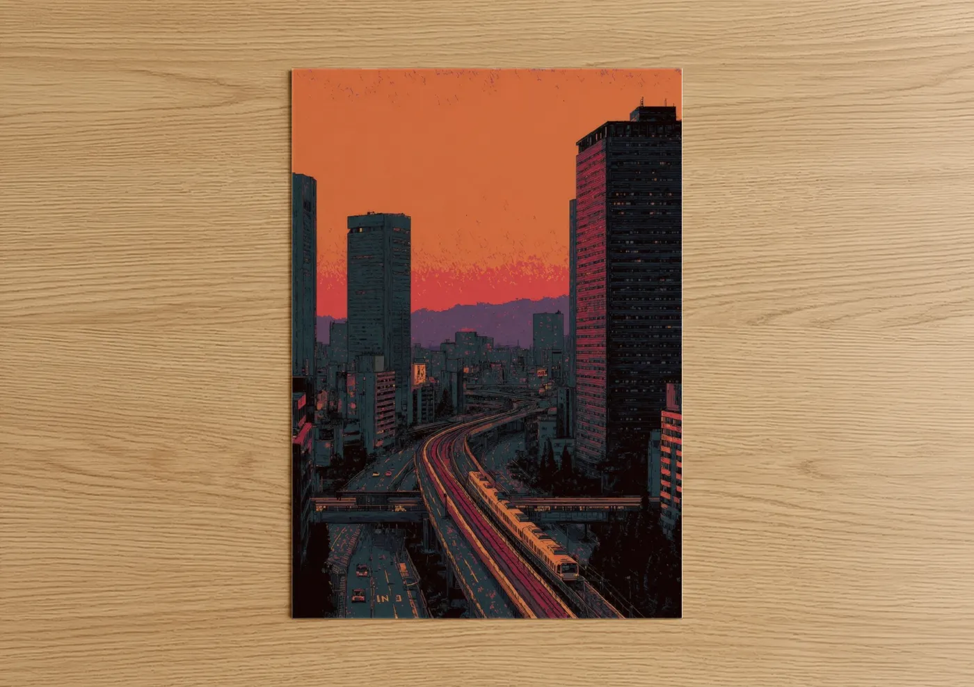 Urban Subway Sunset Cityscape Wall Art