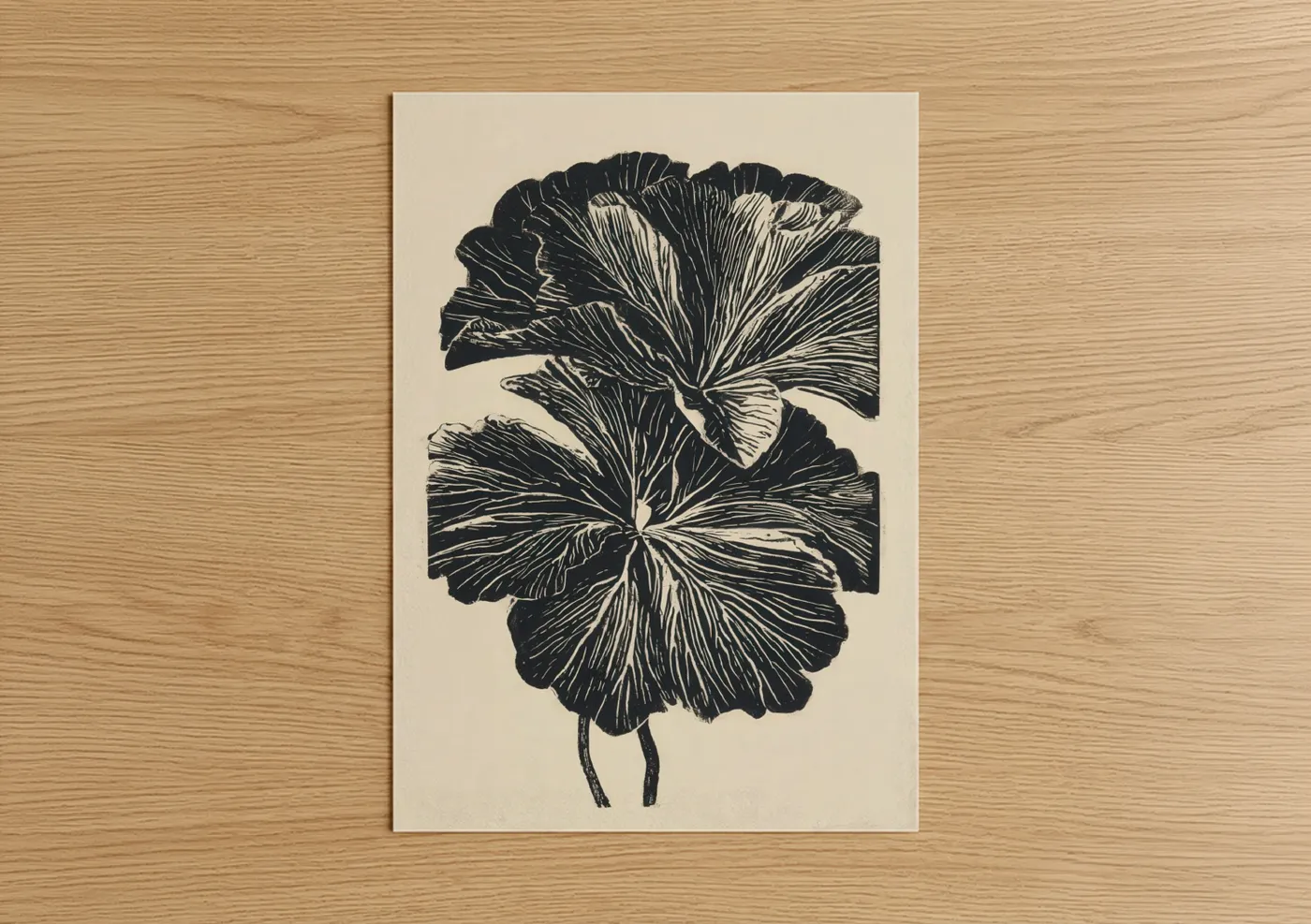 Botanical Geranium Black and White Wall Art