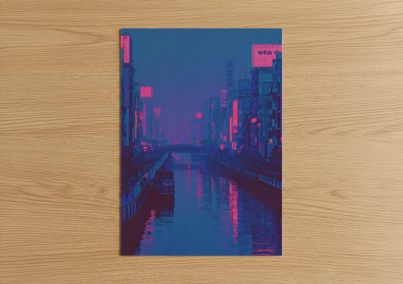 Neon Canal Cyberpunk Night City Wall Art