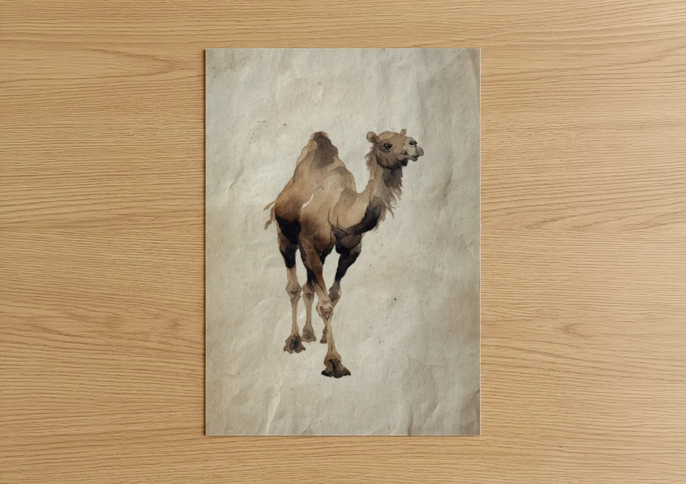 Desert Camel Portrait Watercolor Wall Art