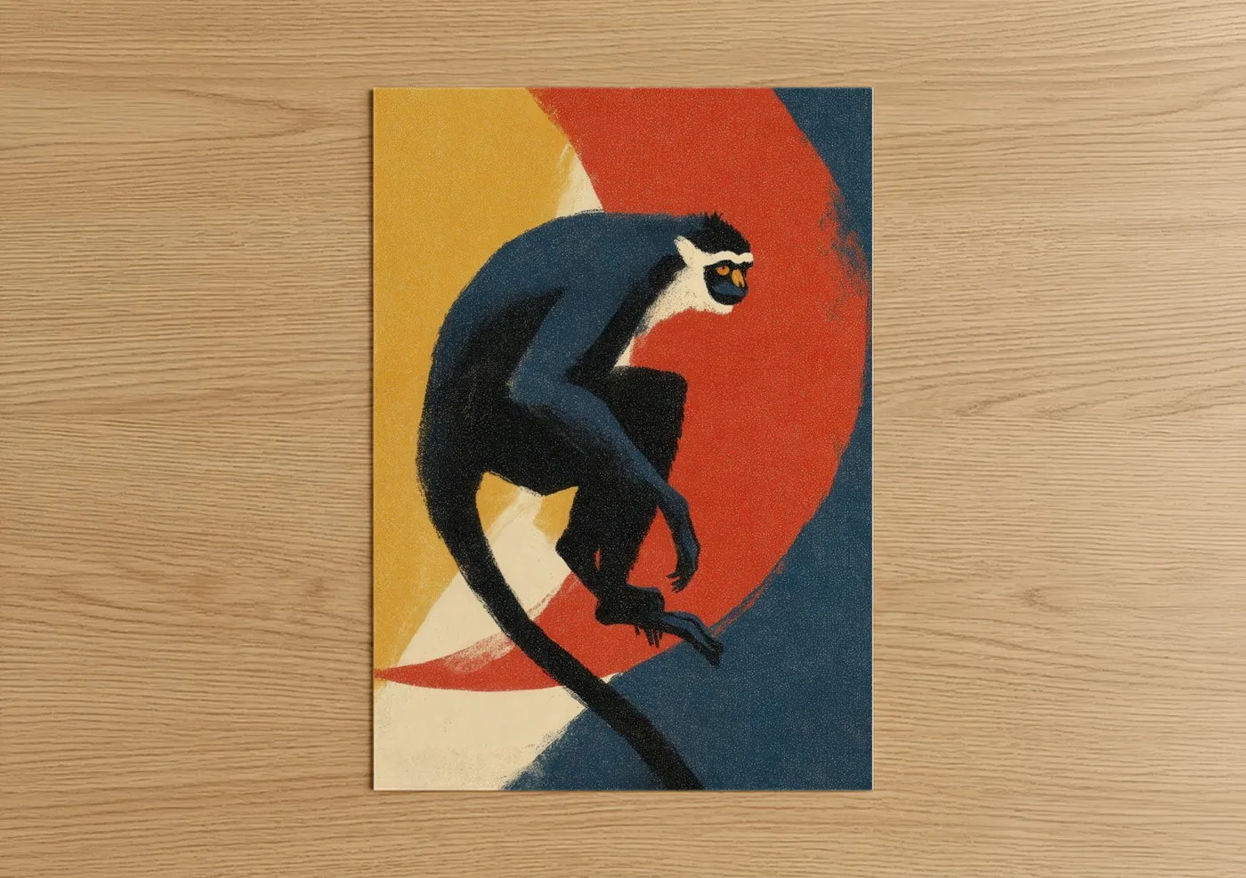 Golden Contemplation Monkey Art Print Wall Art