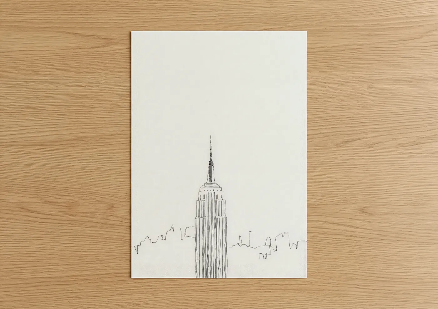 Empire State Building Minimalist Line Wall Art