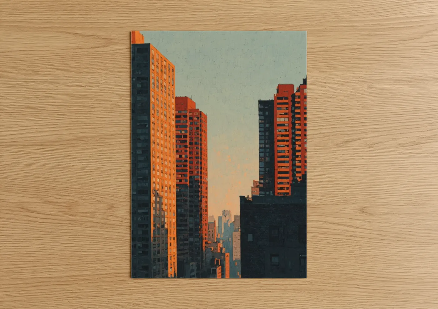 Urban Sunset Golden Hour Cityscape Wall Art