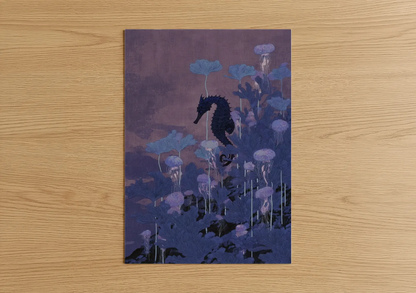 Midnight Seahorse Jellyfish Garden Wall Art