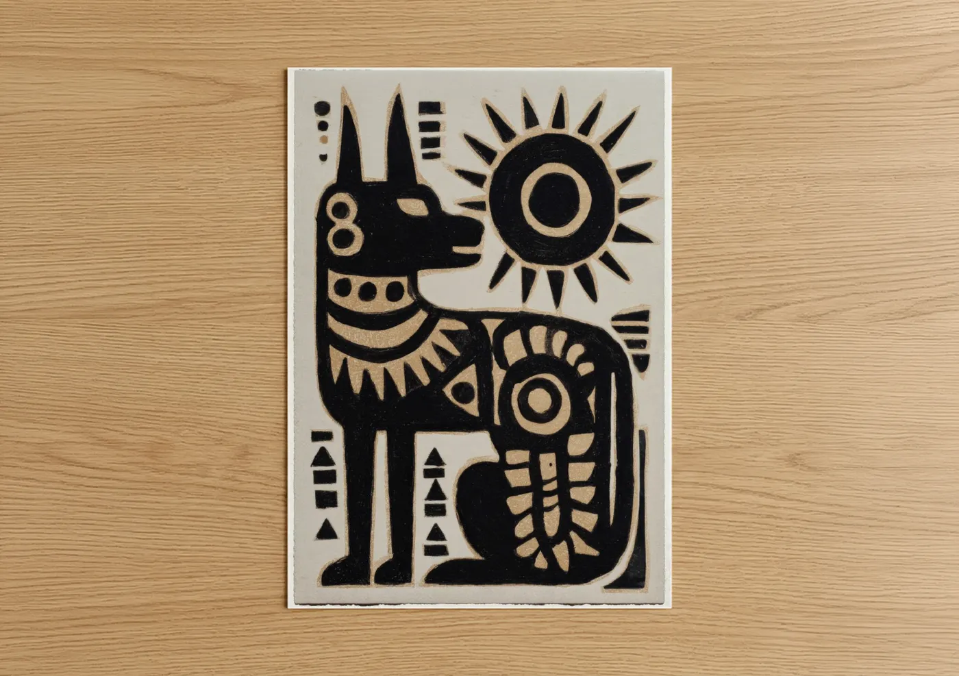 Sacred Sun Guardian Abstract Wall Art