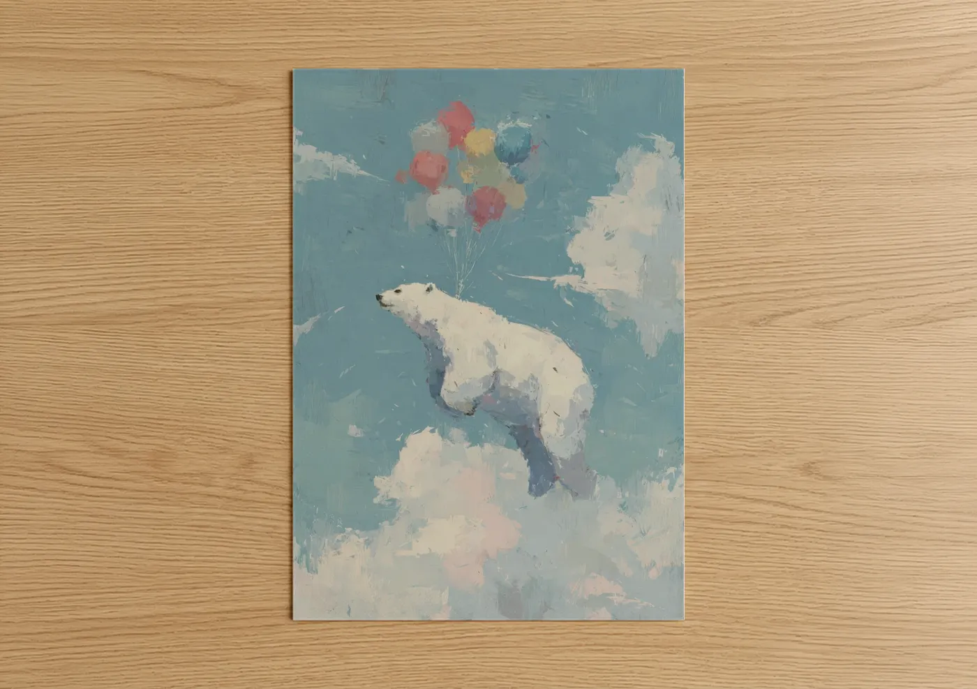 Whimsical Polar Bear With Balloons Wall Art