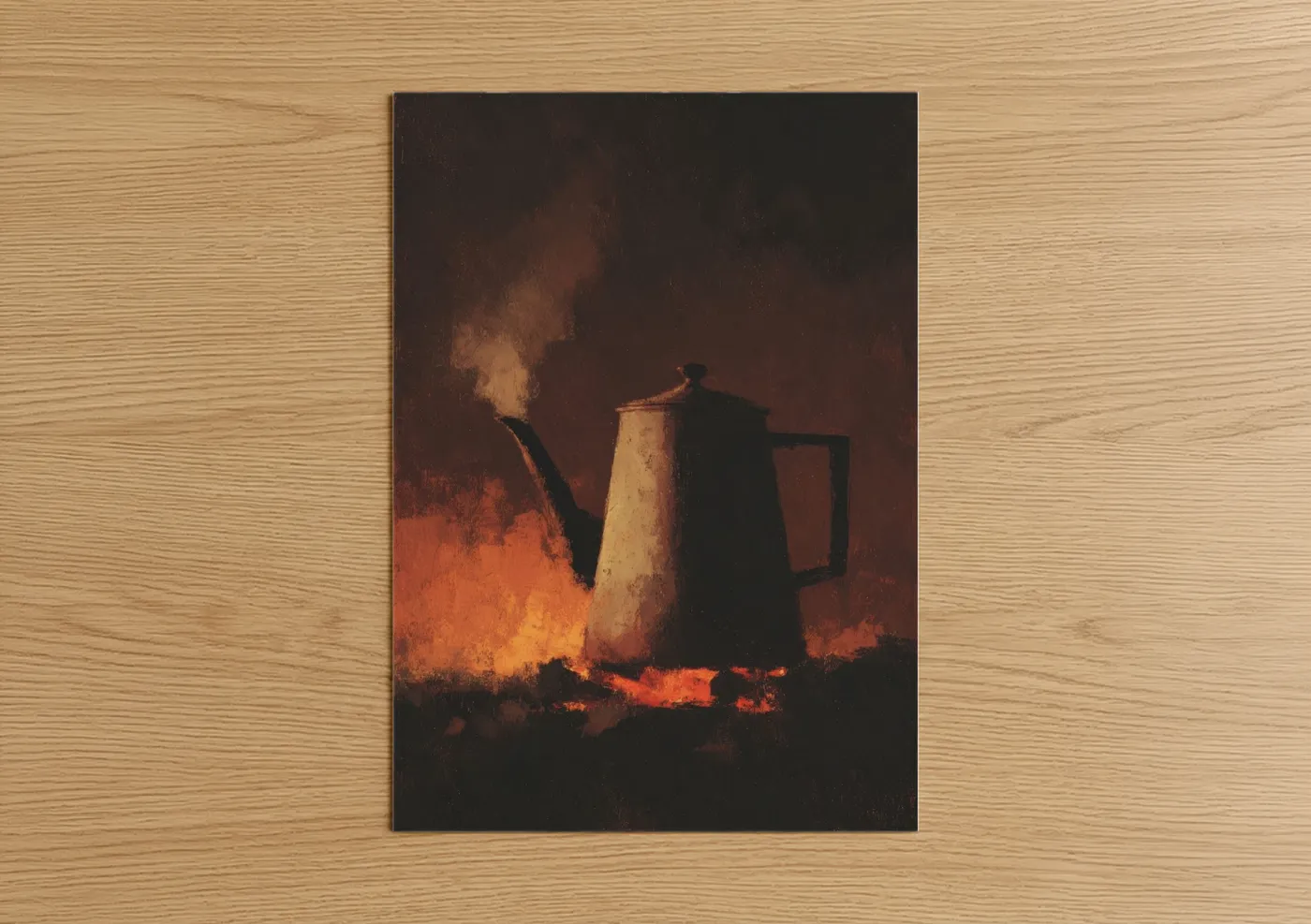 Campfire Kettle Warm Glow Camping Wall Art