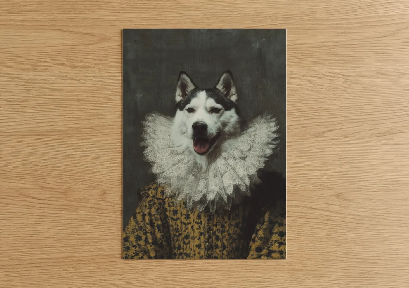 Royal Husky Portrait with Regal Collar Wall Art