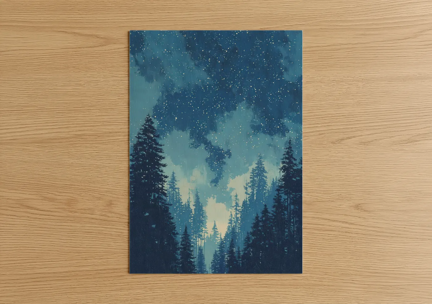 Starlit Forest Northern Lights Winter Wall Art