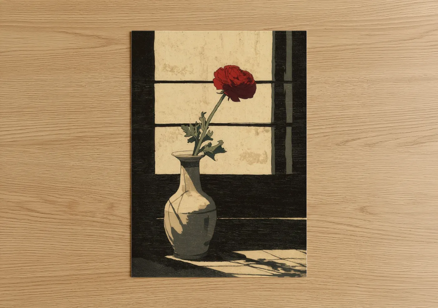 Crimson Ranunculus Window Light Wall Art