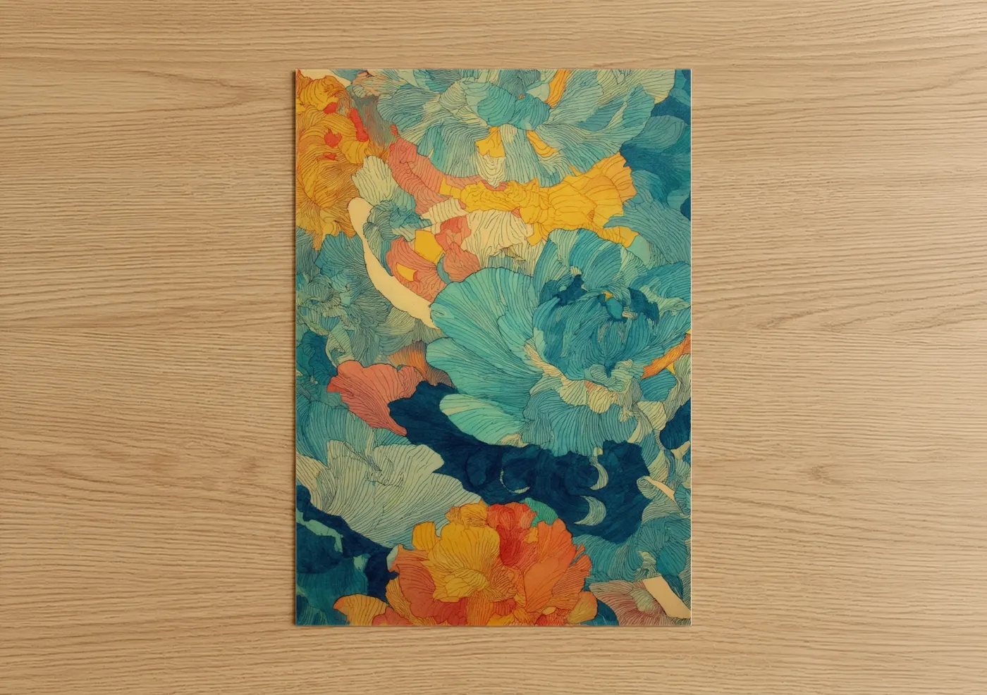 Swirling Wahoo Fish Abstract Wall Art