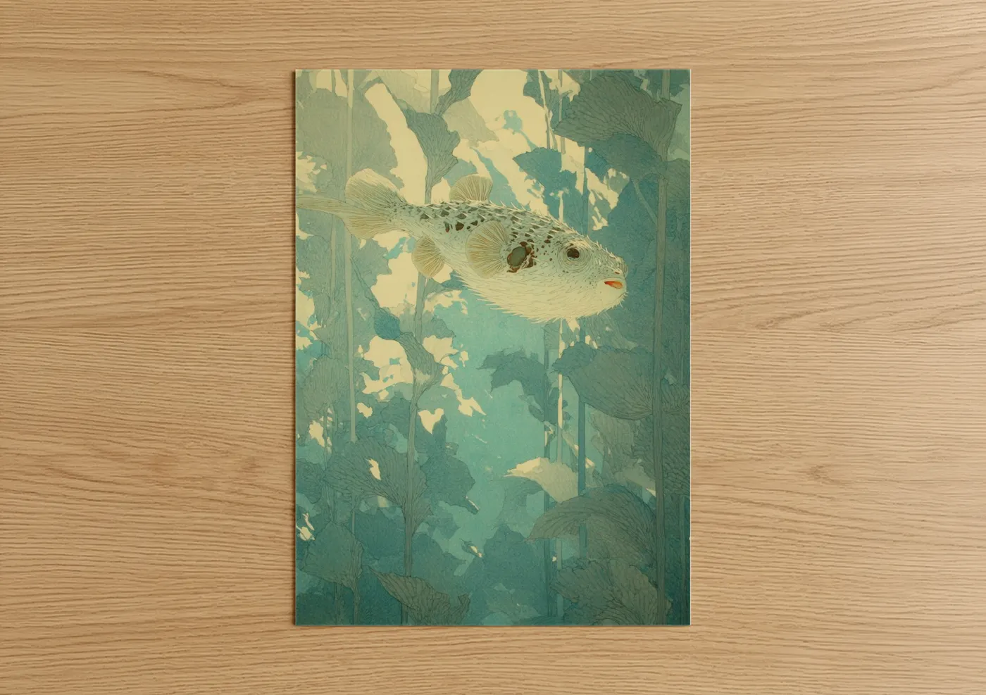 Tranquil Puffer Fish Aquatic Wall Art