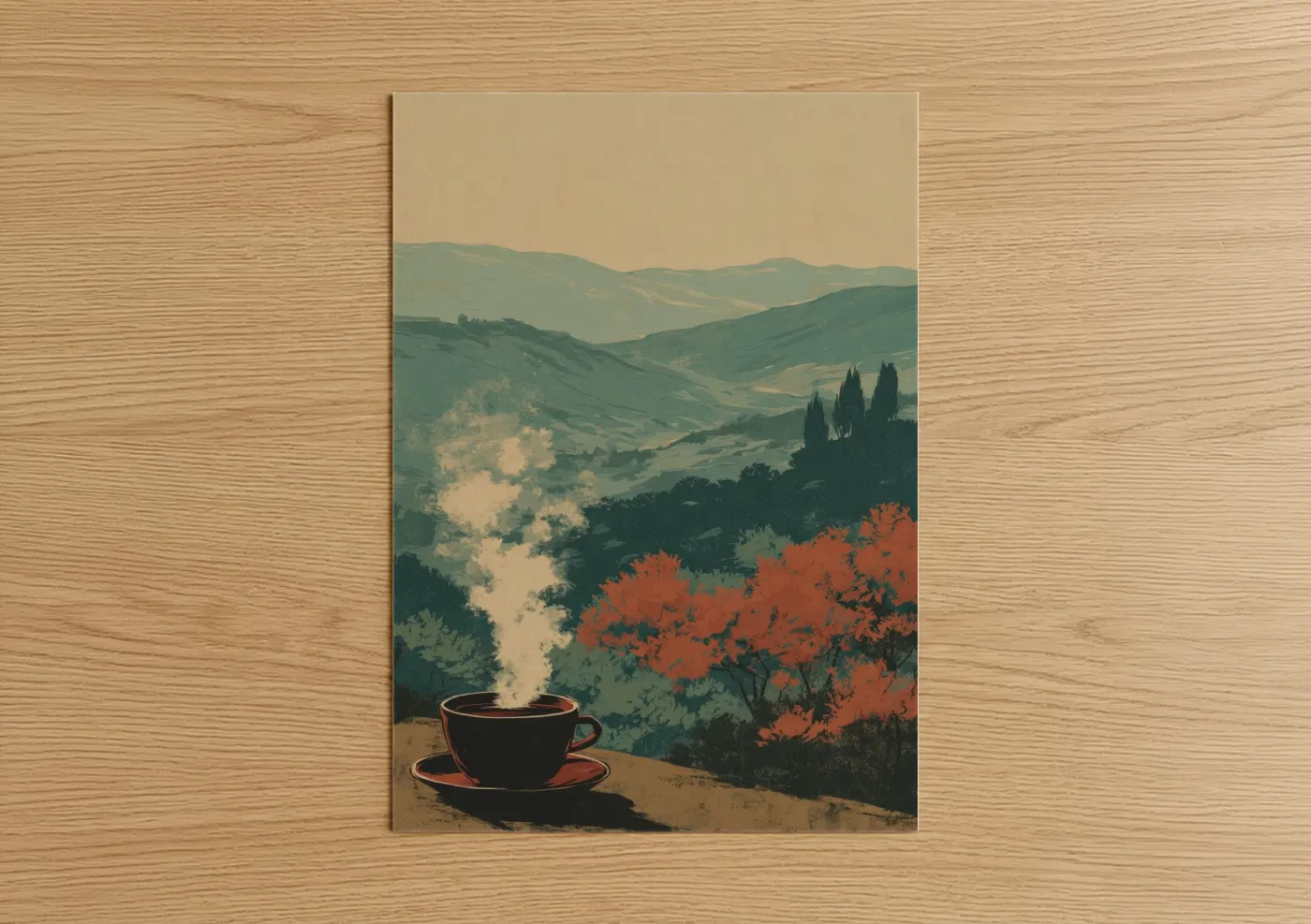 Tuscan Valley Coffee Morning Landscape Wall Art
