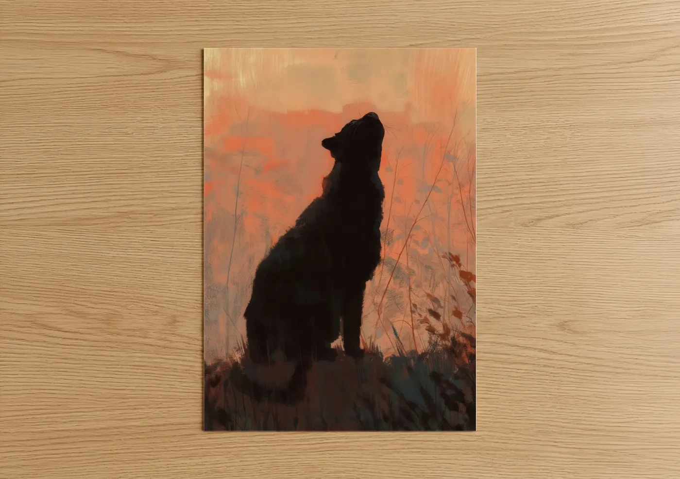 Silhouette Panther Sunset Artwork Wall Art