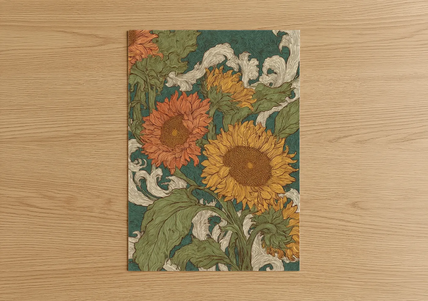 Ornamental Sunflower Field Art Deco Wall Art