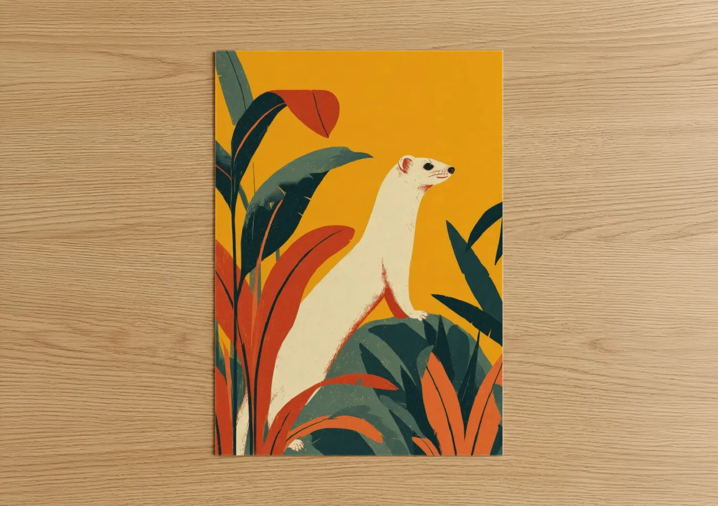Golden Weasel Botanical Illustration Wall Art