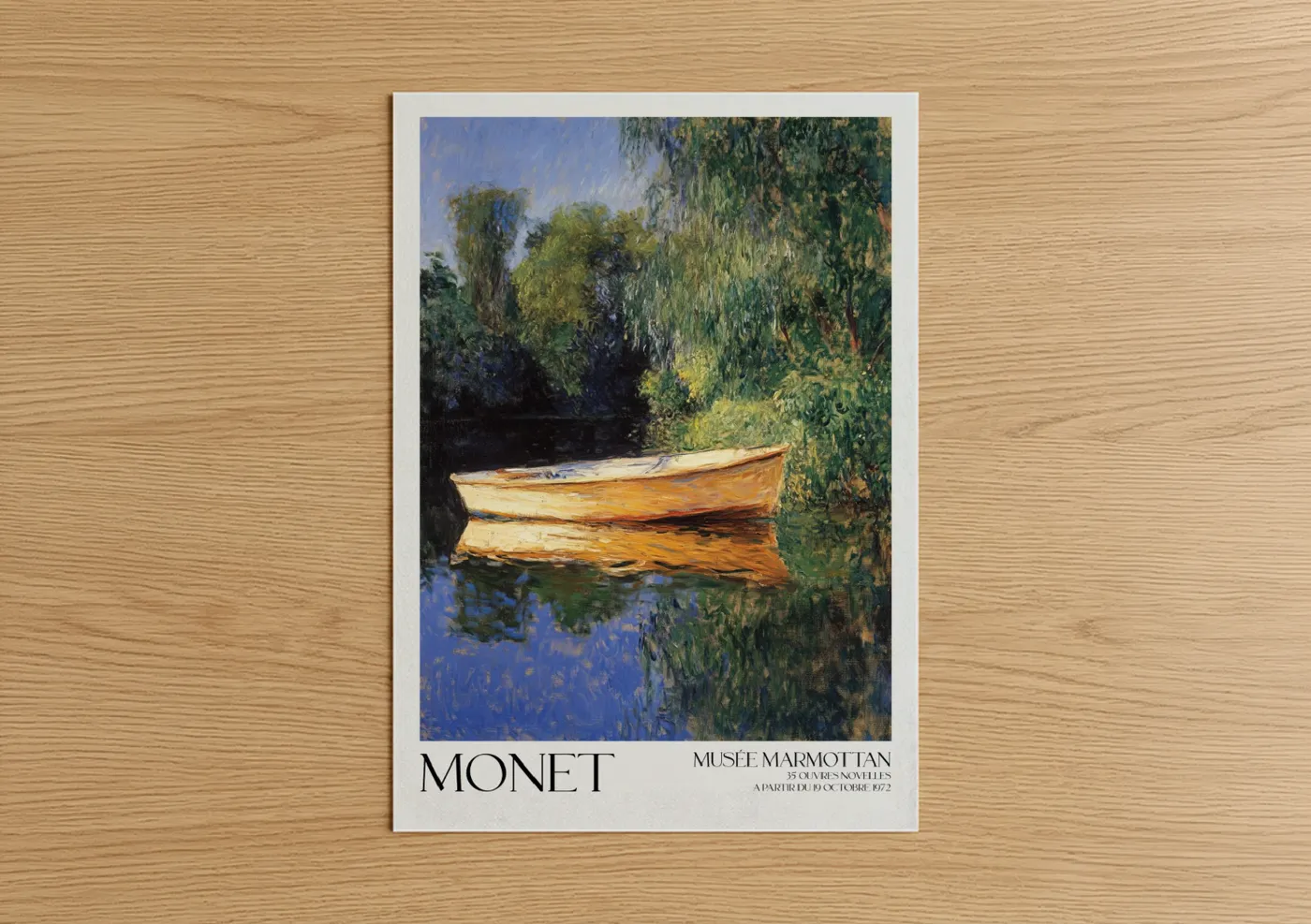 Yellow Boat Willow Trees Water Wall Art