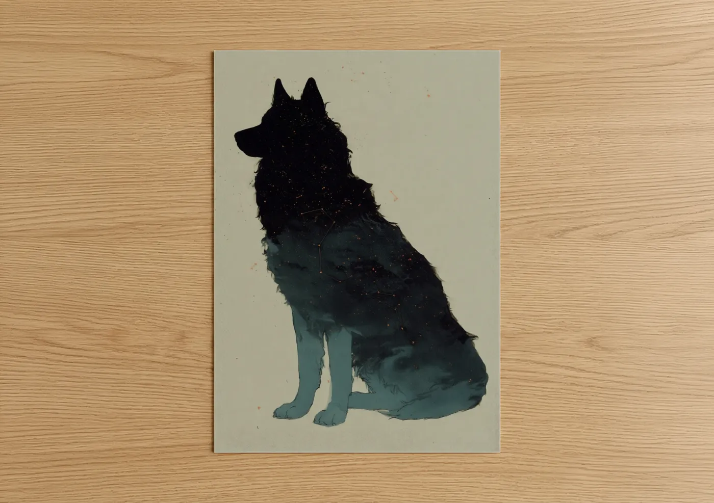 Cosmic Husky Galaxy Watercolor Wall Art