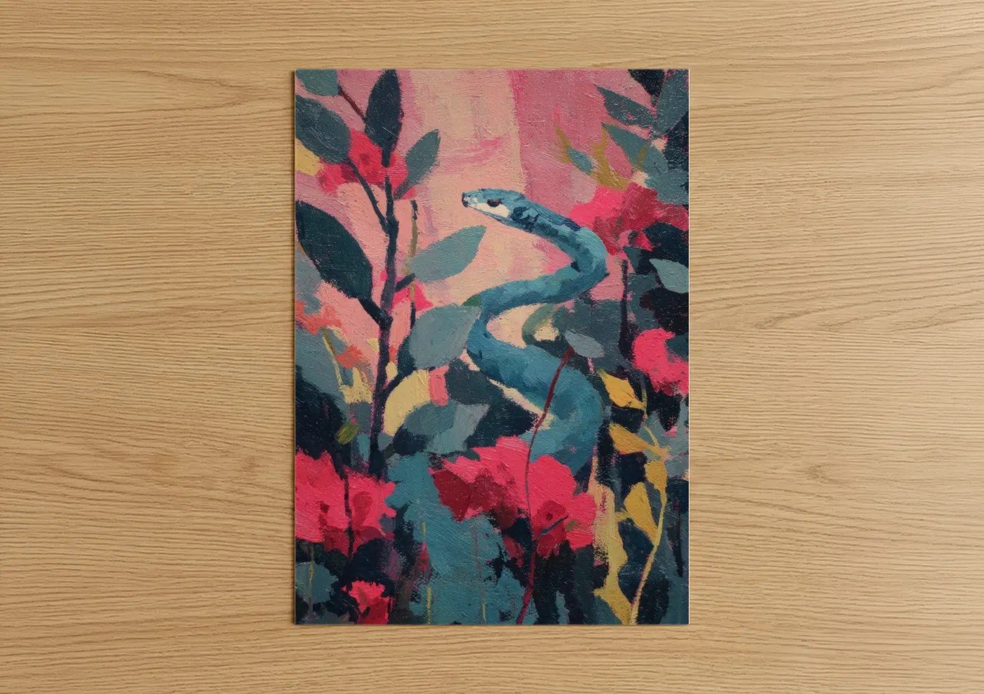 Crimson Garden Viper Modern Wall Art