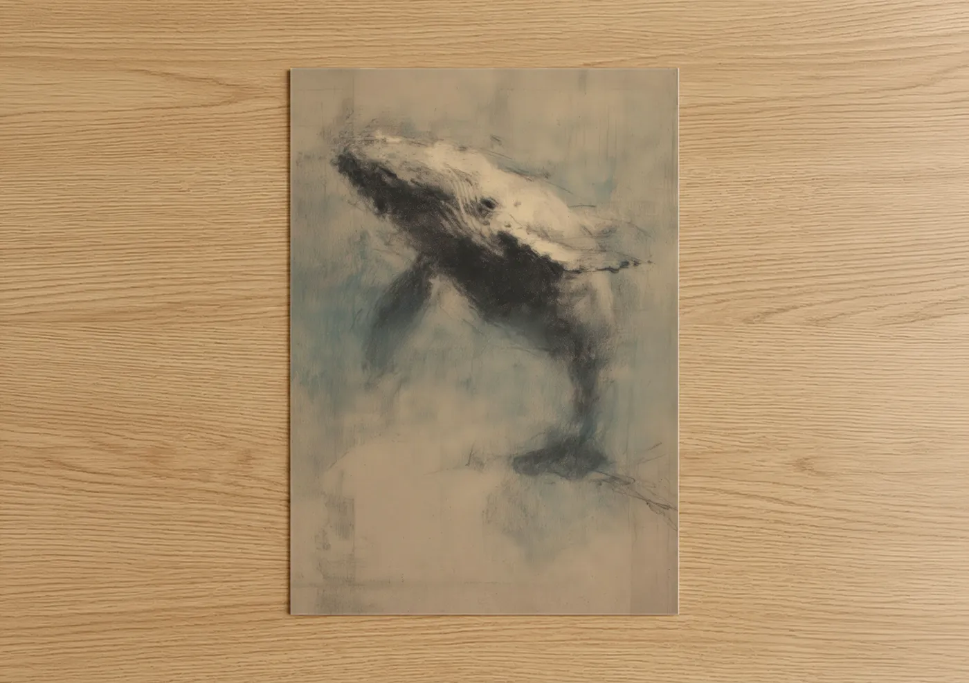 Blue Whale Ascending Watercolor Wall Art