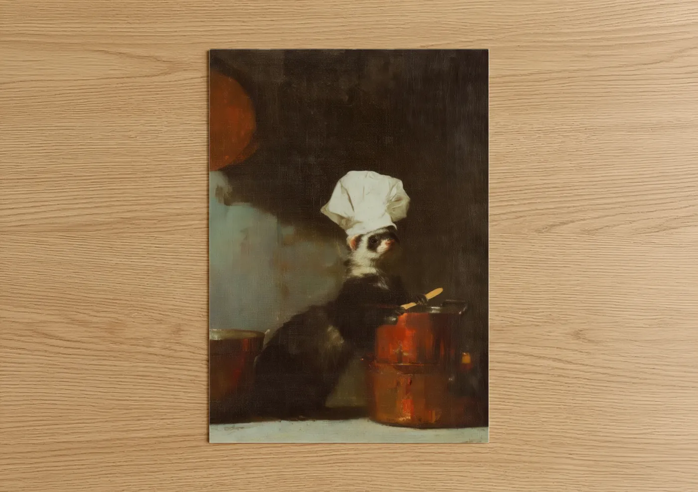 Chef Ferret Cooking Still Life Wall Art