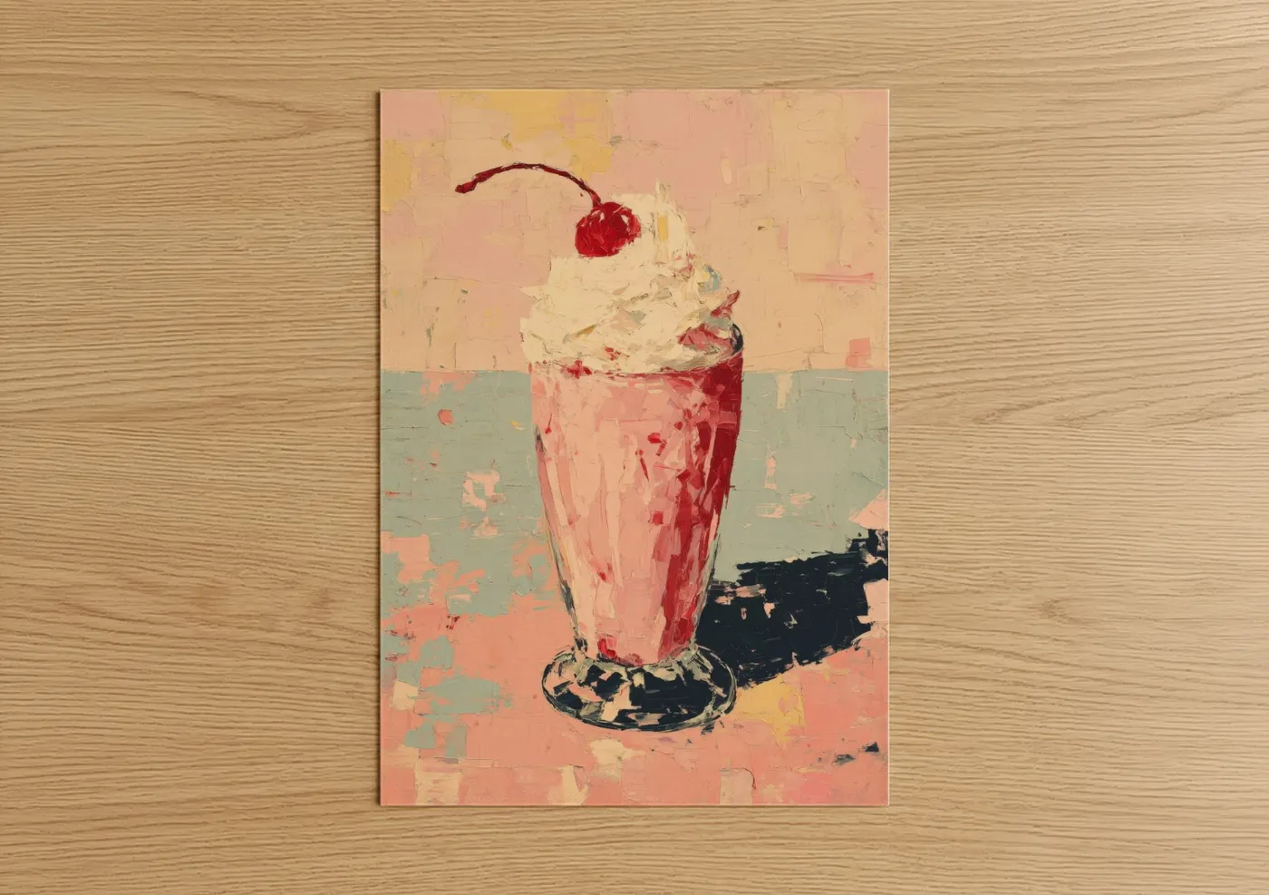 Cherry Milkshake Modern Art Illustration Wall Art