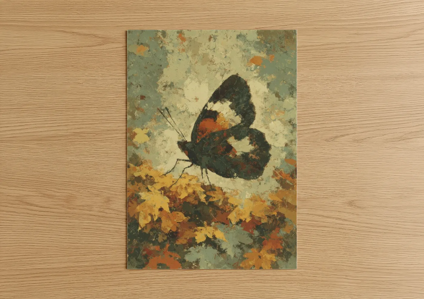 Autumn Butterfly Vintage Watercolor Wall Art