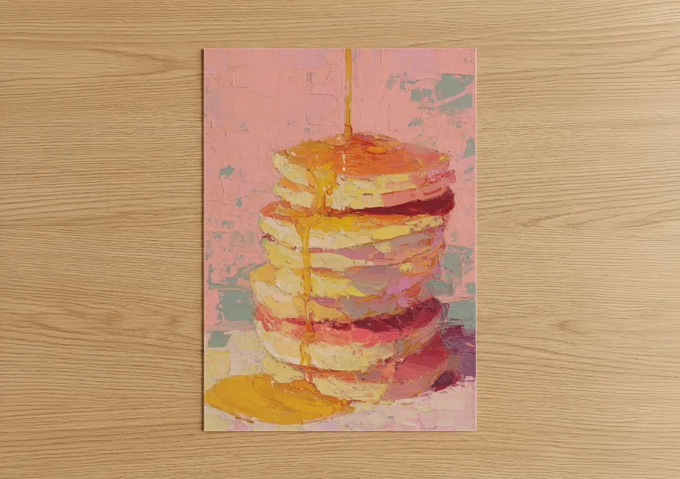 Golden Pancake Stack with Syrup Wall Art