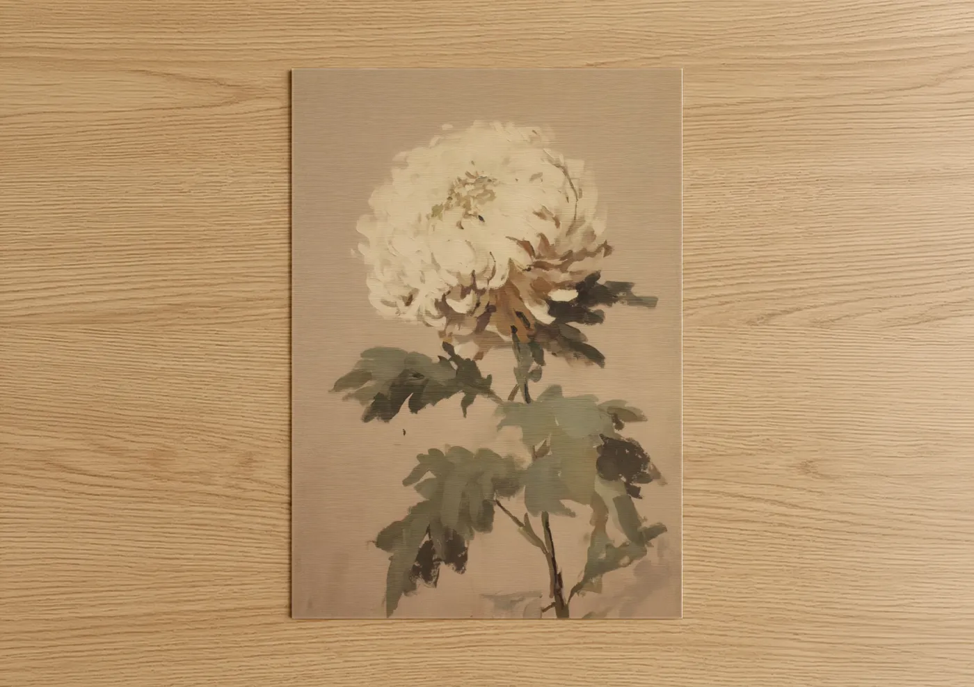 Cream Chrysanthemum Botanical Art Wall Art
