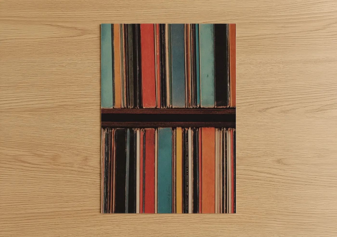 Vintage Vinyl Records Colorful Spines Wall Art
