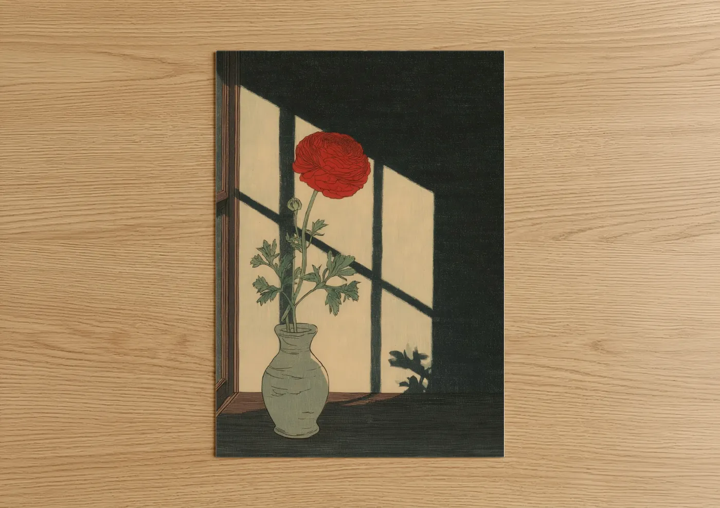 Red Ranunculus Window Light Wall Art