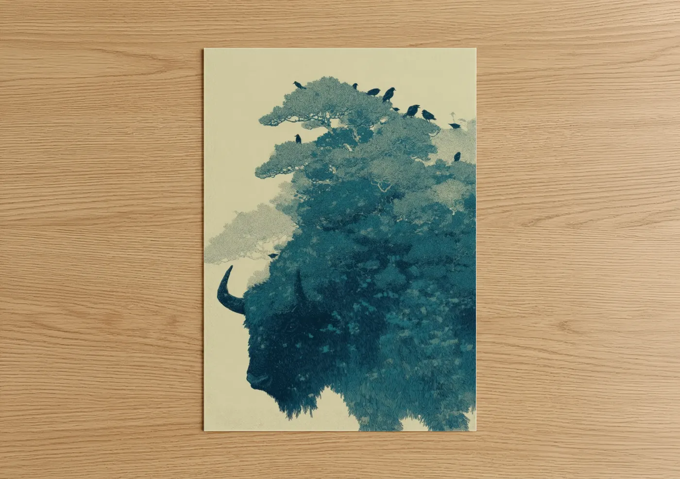 Mountain Yak Double Exposure Nature Wall Art