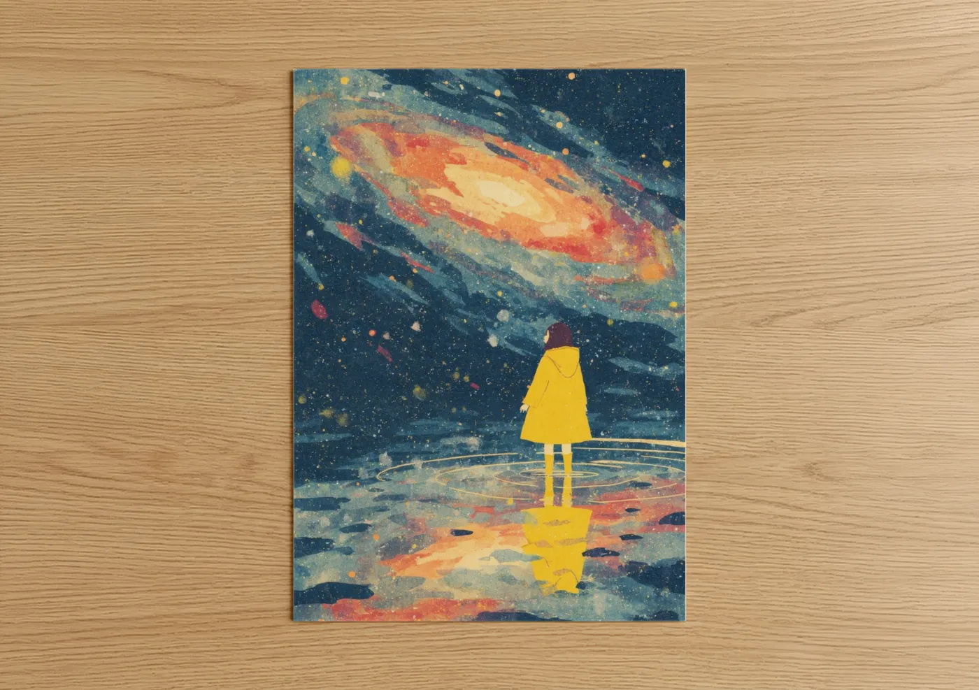 Girl Gazing at Galaxy Art for Kids Wall Art