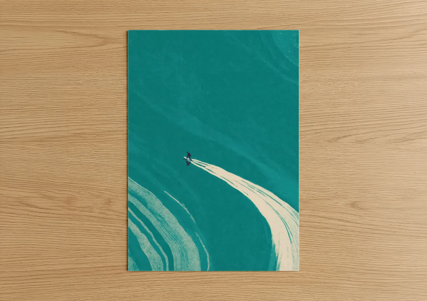 Aerial Water Skiing Turquoise Ocean Wall Art