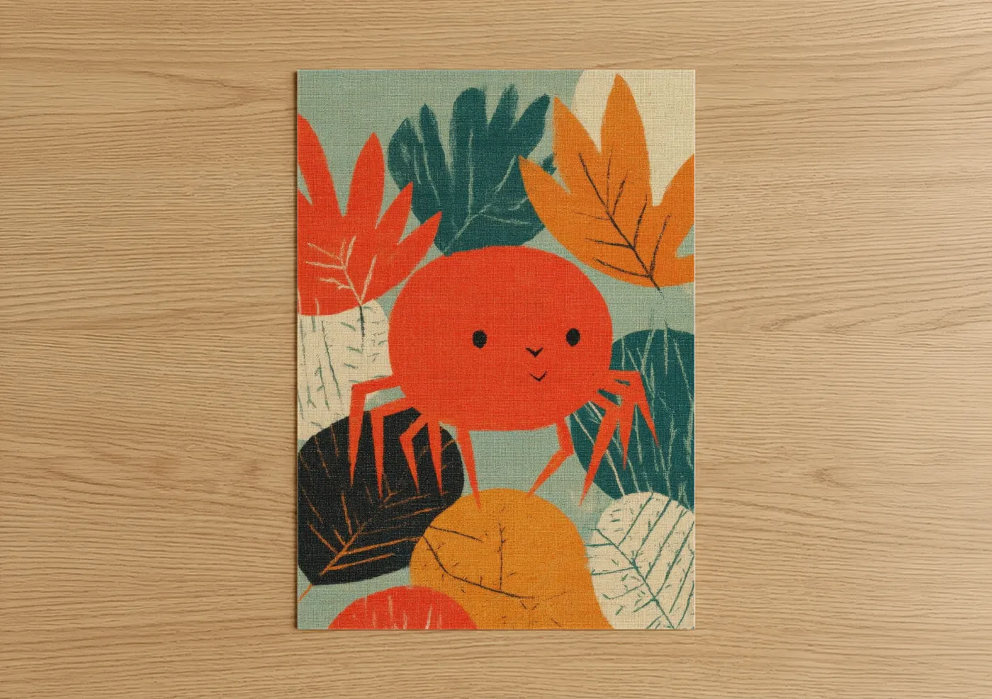 Cheerful Halloween Crab Illustration Wall Art