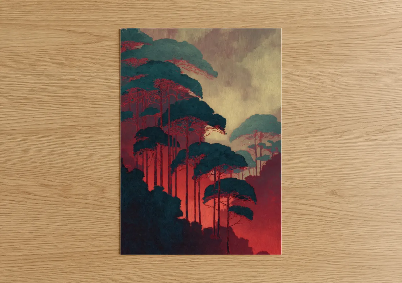 Crimson Cedar Forest Landscape Wall Art