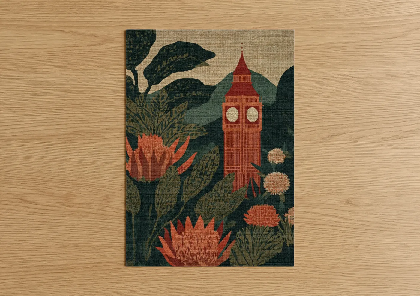 Big Ben Botanical Garden Illustration Wall Art