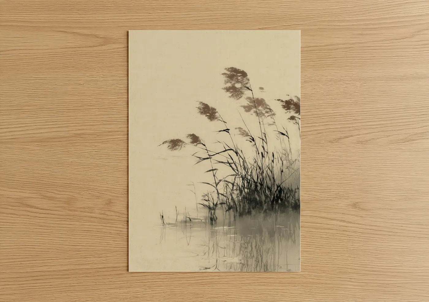 Misty Reeds Waterside Landscape Wall Art