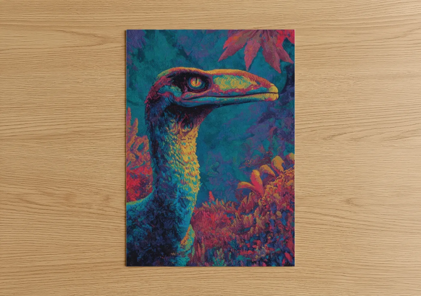 Colorful Dinosaur Art Vibrant Wildlife Wall Art