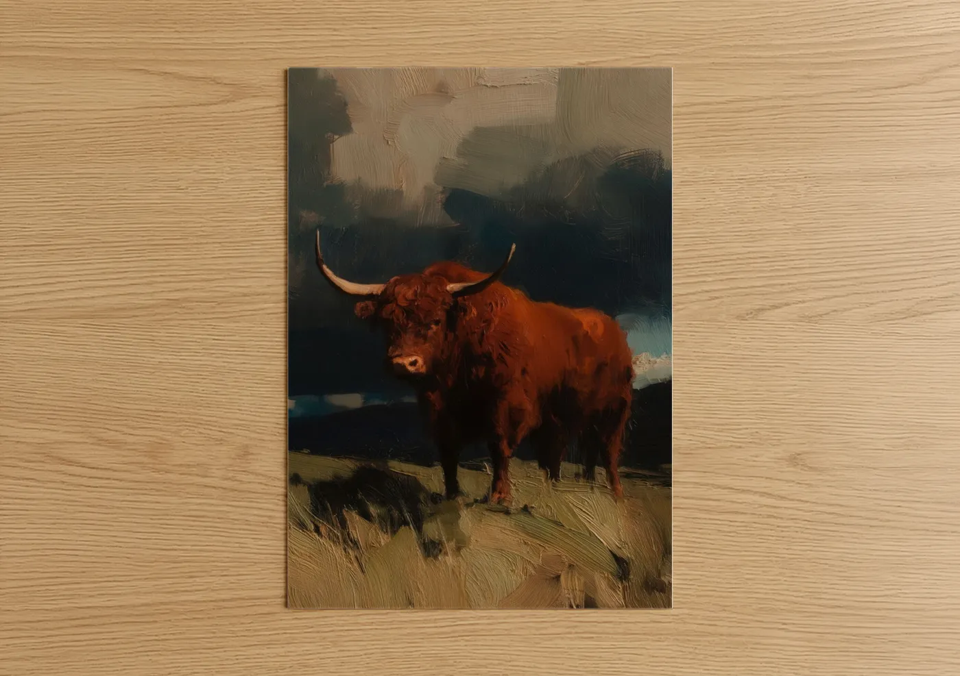 Highland Angus Cow Oil Painting Portrait Wall Art