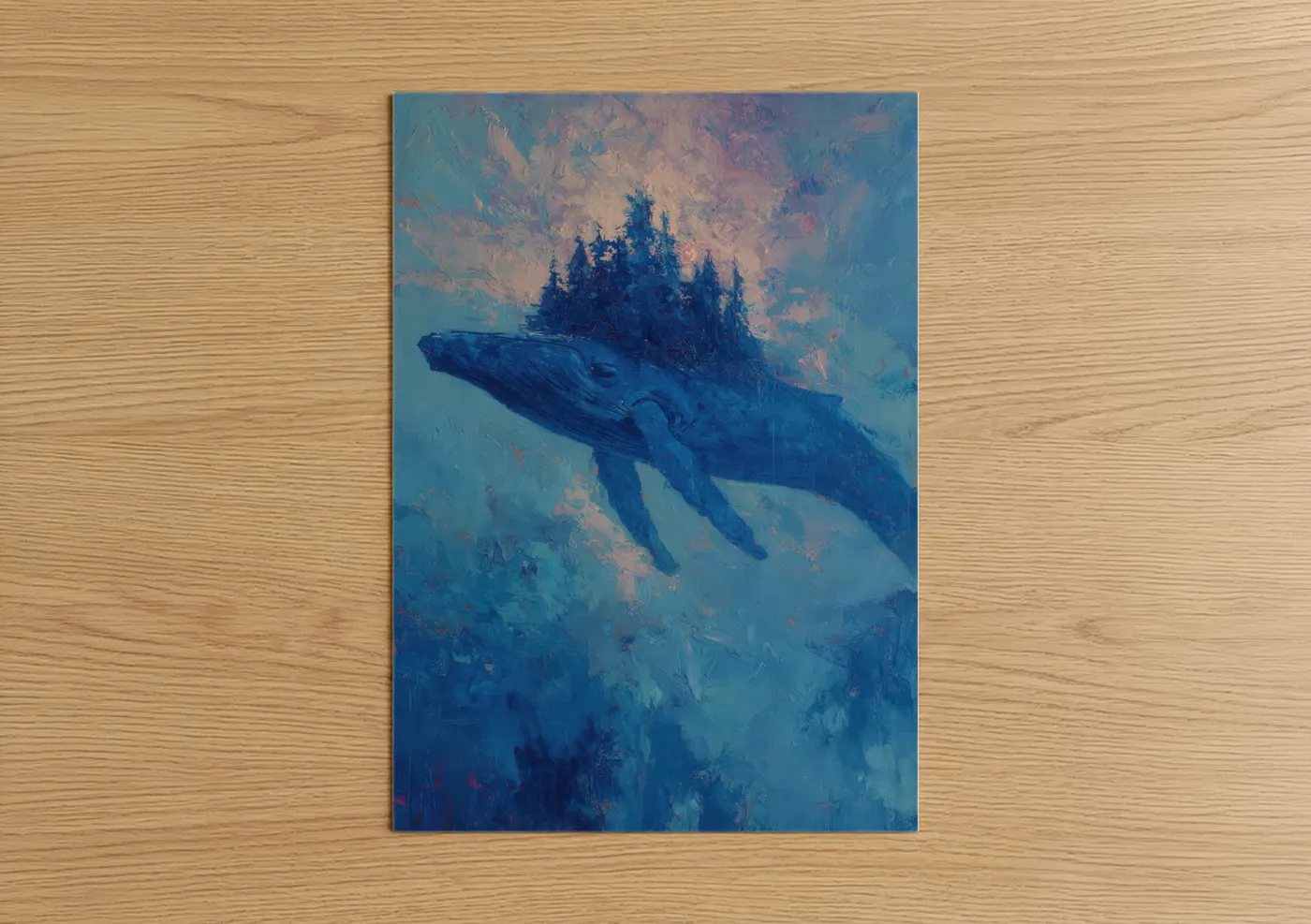 Blue Whale Castle Fantasy Painting Wall Art