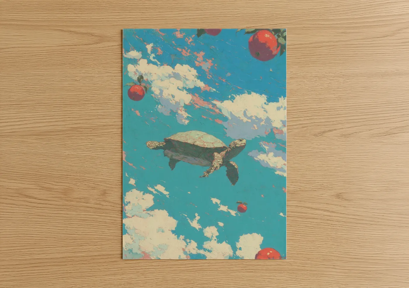Surreal Turtle Sky with Floating Apples Wall Art