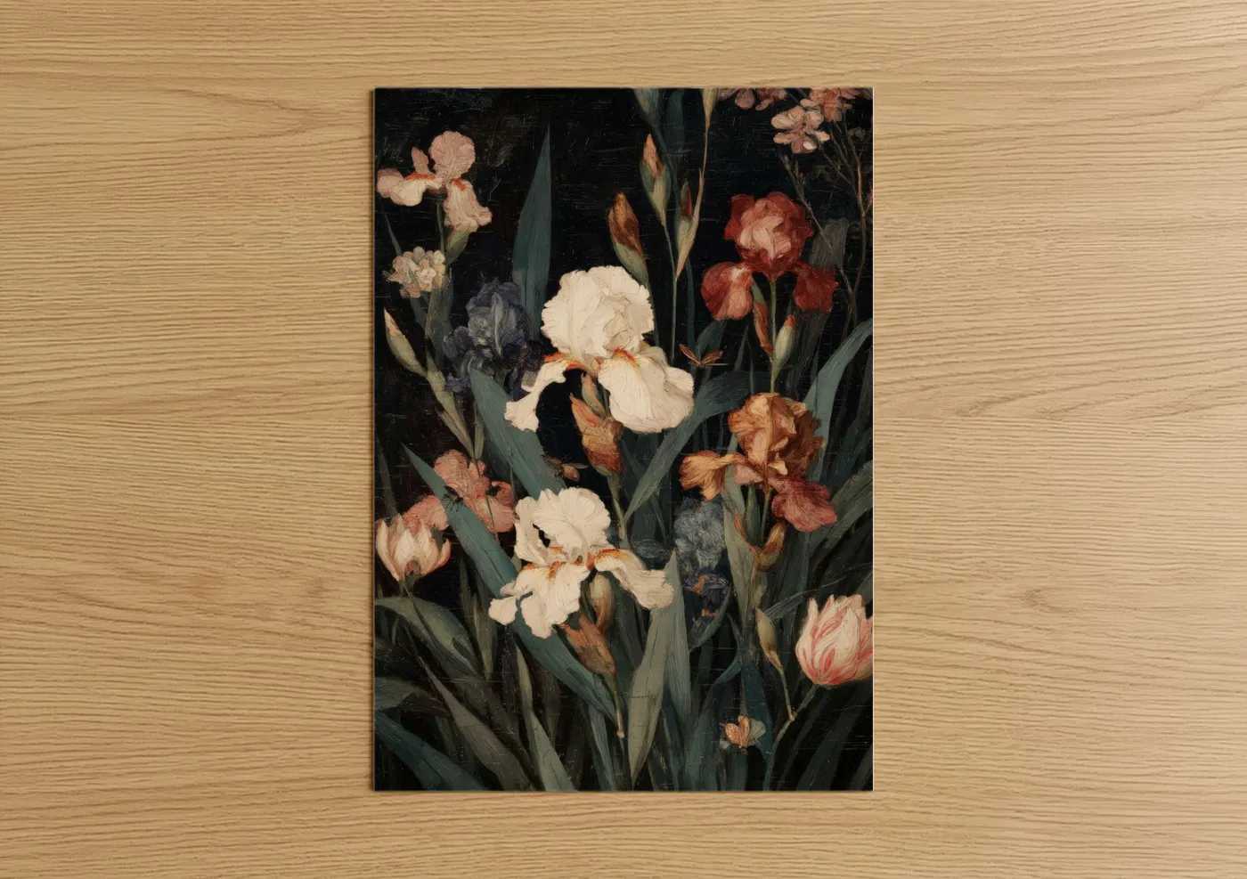 Dark Iris Garden Floral Fine Wall Art