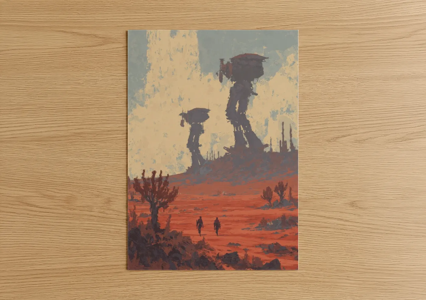 Alien Desert Landscape With Robots Wall Art